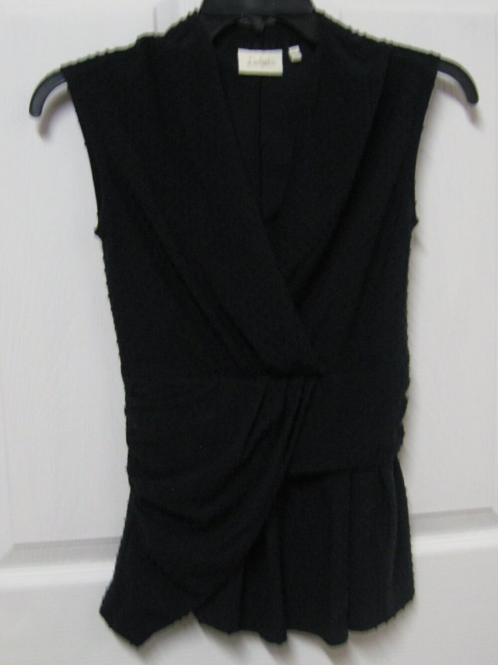 Deletta Black faux wrap swiss dot top Size XXS